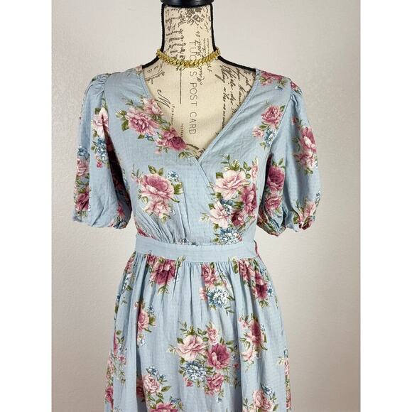 B1 Newbie Floral Maxi Dress Womens XS Cottagecore Romantic Swiftie Feminine Chic - Picture 2 of 7